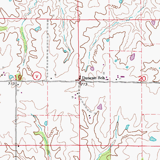 Topographic Map of Duncan School, MO