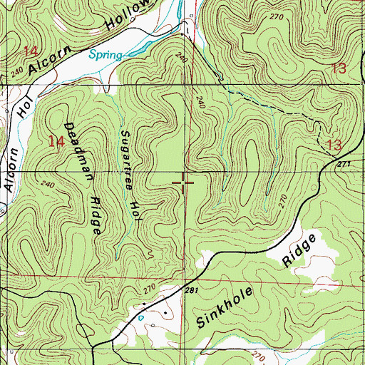 Topographic Map of Dunkin Ridge, MO
