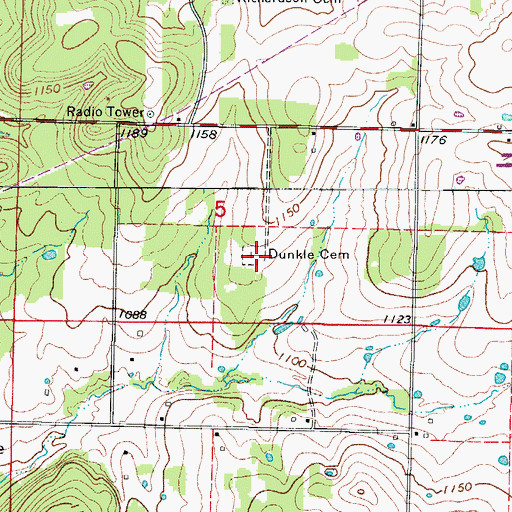 Topographic Map of Dunkle Cemetery, MO