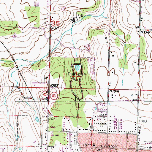Topographic Map of Dunnegan Park, MO
