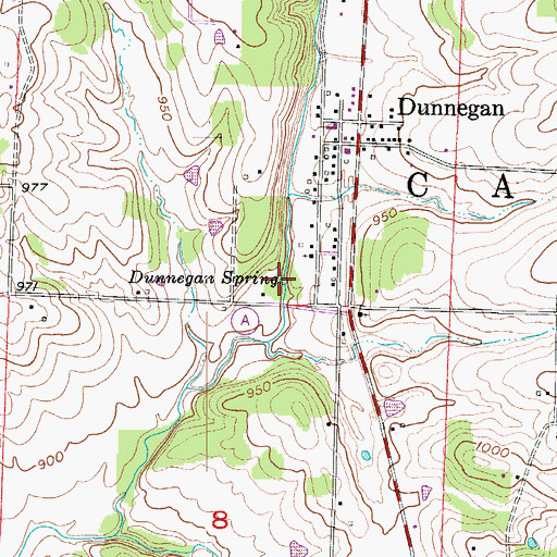 Topographic Map of Dunnegan Spring, MO