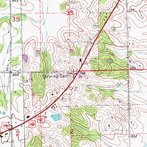 Topographic Map of Dunning Cemetery, MO