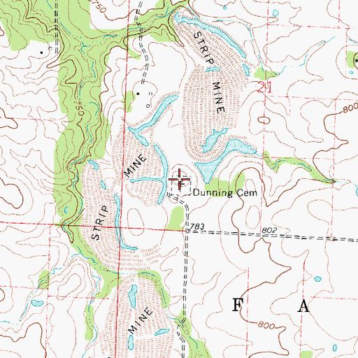 Topographic Map of Dunning Cemetery, MO