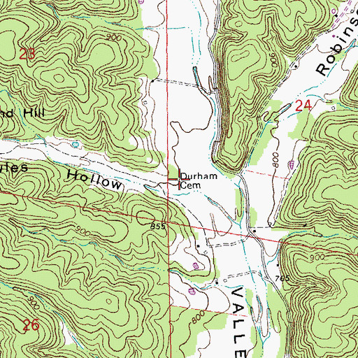 Topographic Map of Durham Cemetery, MO