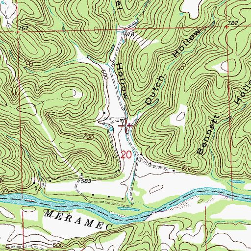 Topographic Map of Dutch Hollow, MO