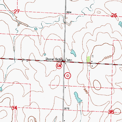 Topographic Map of Duval School (historical), MO