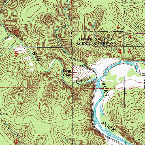 Topographic Map of Dyer Cemetery, MO