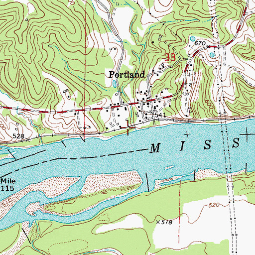 Topographic Map of Eagle Creek, MO