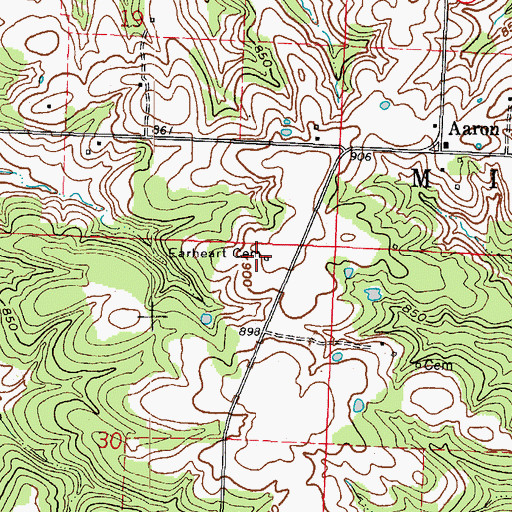 Topographic Map of Earheart Cemetery, MO