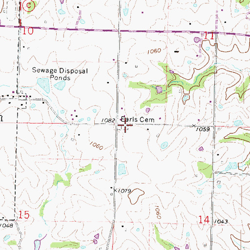 Topographic Map of Earls Cemetery, MO