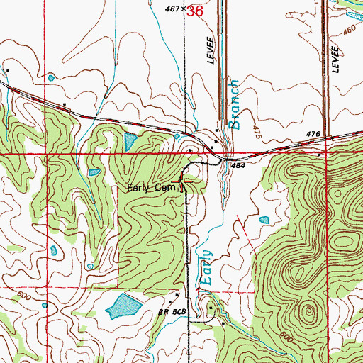 Topographic Map of Early Cemetery, MO