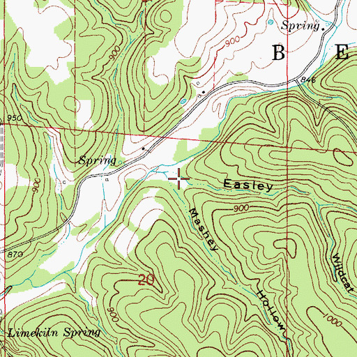 Topographic Map of Easley Hollow, MO