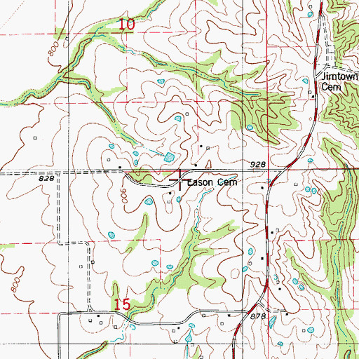 Topographic Map of Eason Cemetery, MO