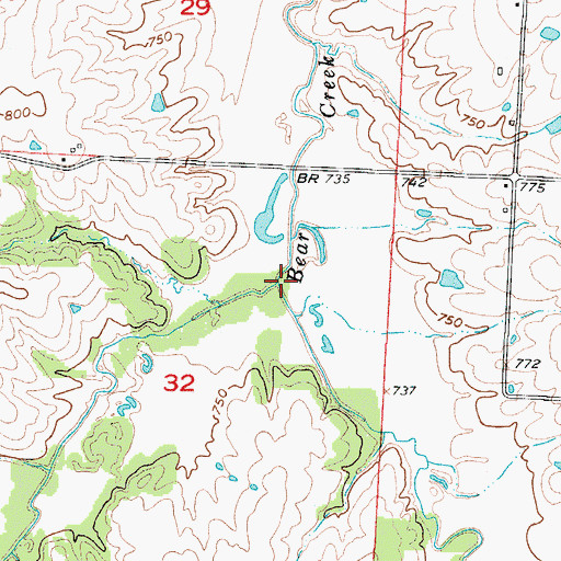 Topographic Map of East Bear Creek, MO