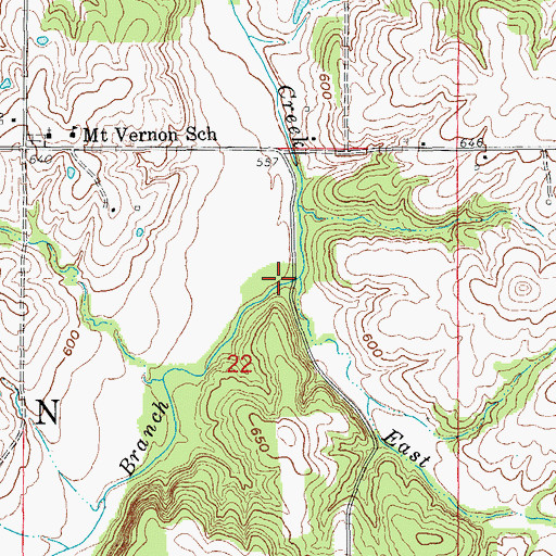 Topographic Map of East Branch Sees Creek, MO