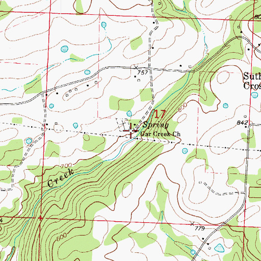 Topographic Map of Gar Creek Church, AR