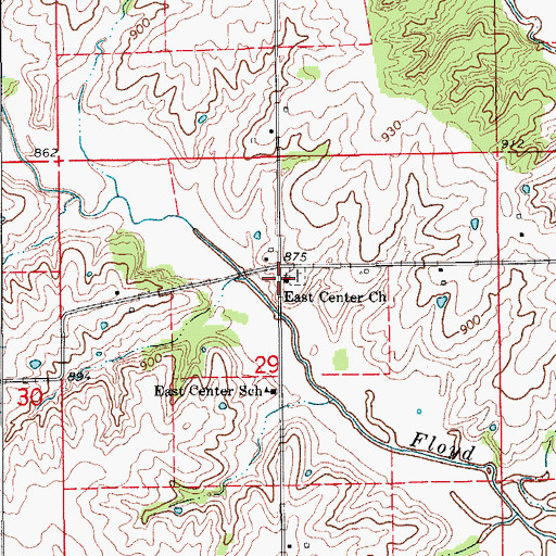 Topographic Map of East Center Church, MO