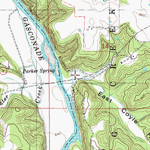 Topographic Map of East Coyle Hollow, MO