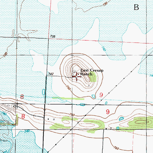 Topographic Map of East Cresap Ranch, MO
