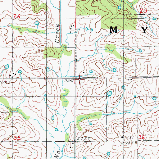 Topographic Map of East Fairview School, MO