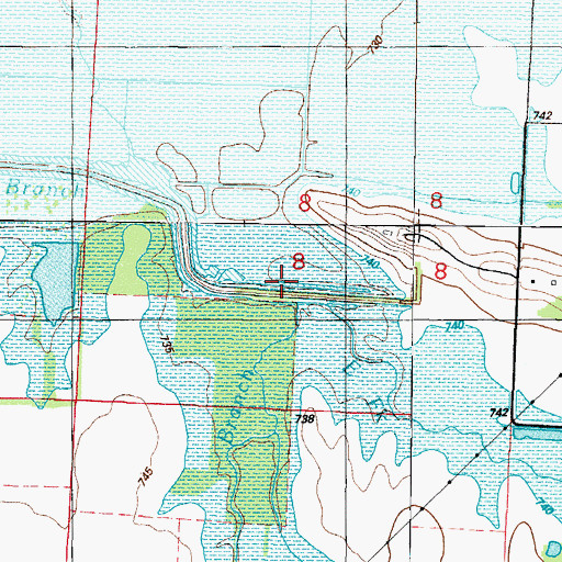 Topographic Map of East Fork Bee Branch, MO