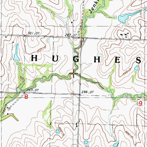 Topographic Map of East Fork Jenkins Creek, MO