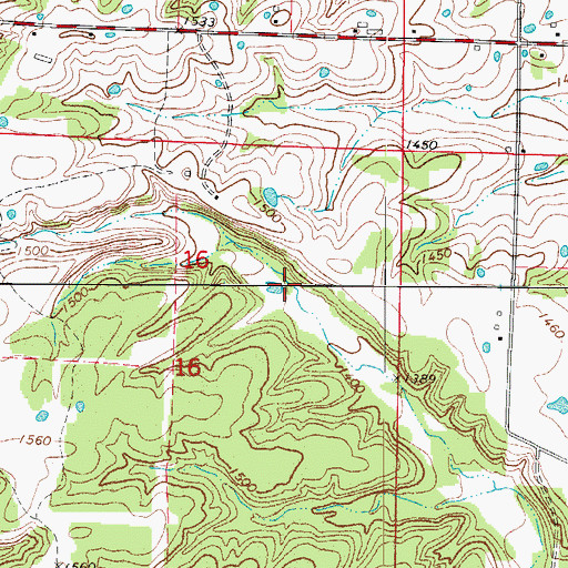 Topographic Map of East Fork Jenkins Creek, MO