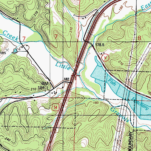 Topographic Map of East Fork Little Gravois Creek, MO
