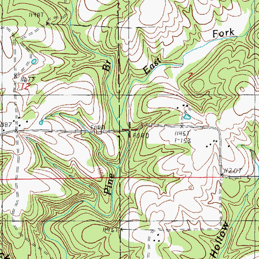 Topographic Map of East Fork Pine Branch, MO
