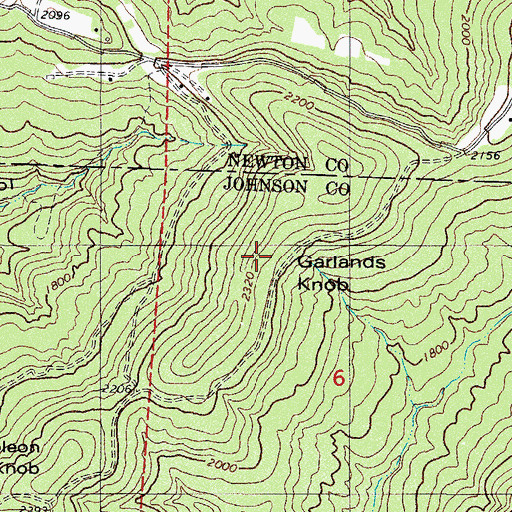 Topographic Map of Garlands Knob, AR