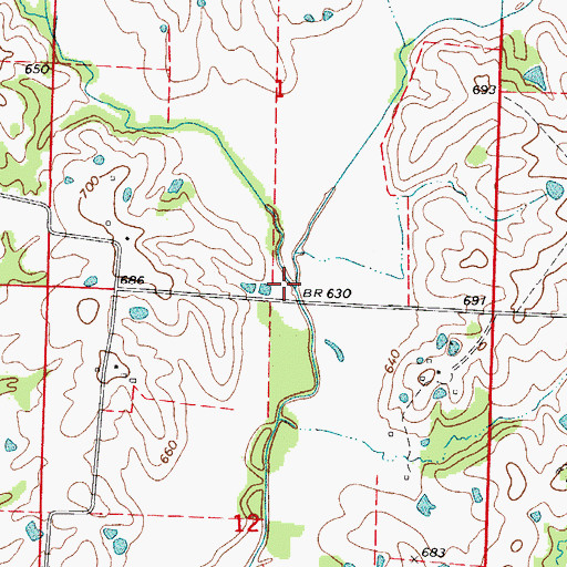 Topographic Map of East Fork Sulphur Creek, MO