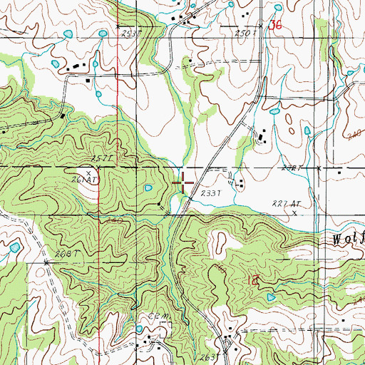 Topographic Map of East Fork Wolf Creek, MO