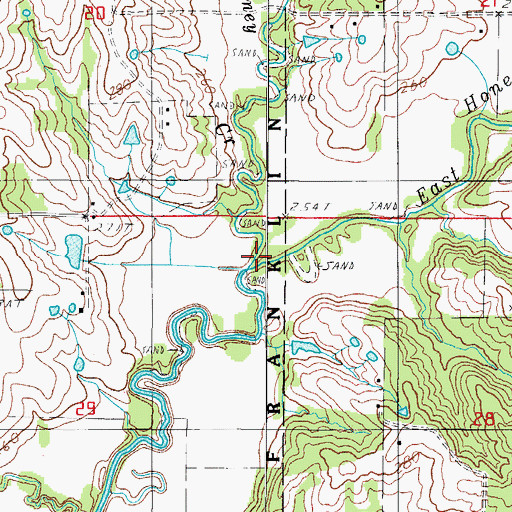 Topographic Map of East Honey Creek, MO