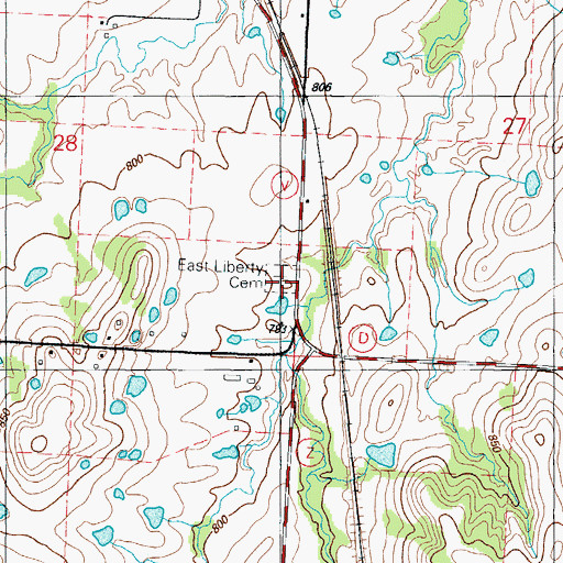 Topographic Map of East Liberty Cemetery, MO