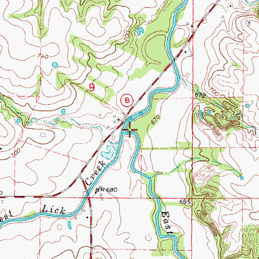 Topographic Map of East Lick Creek, MO