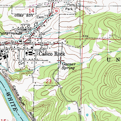Topographic Map of Garner Spring, AR