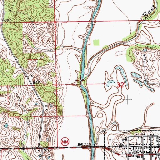 Topographic Map of East Locust Creek, MO