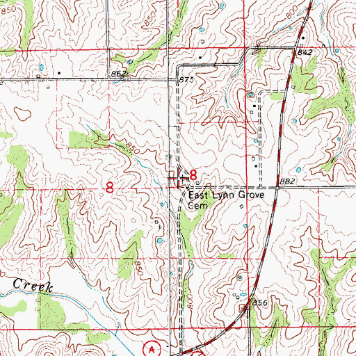 Topographic Map of East Lynn Grove Cemetery, MO
