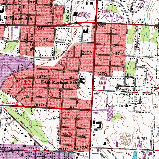 Topographic Map of Eastmorland Elementary School, MO