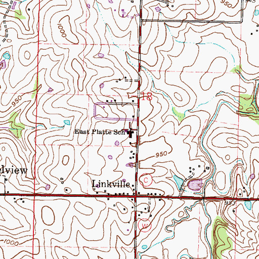 Topographic Map of East Platte School, MO
