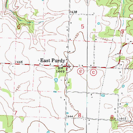 Topographic Map of East Purdy, MO
