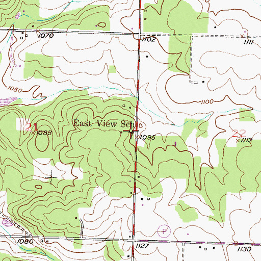 Topographic Map of East View School (historical), MO