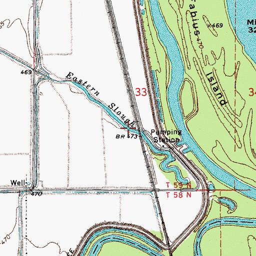 Topographic Map of Eastern Slough, MO