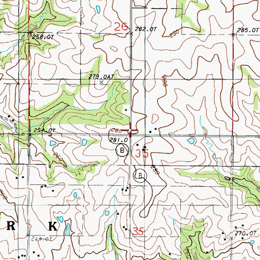 Topographic Map of Easterville School (historical), MO