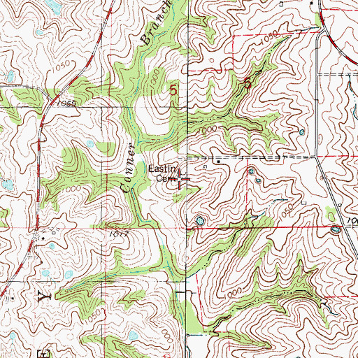 Topographic Map of Eastin Cemetery, MO