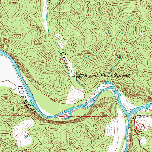 Topographic Map of Ebb and Flow Spring, MO