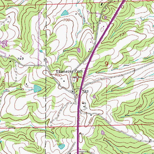 Topographic Map of Hope United Church of Christ Ebenezer Cemetery, MO