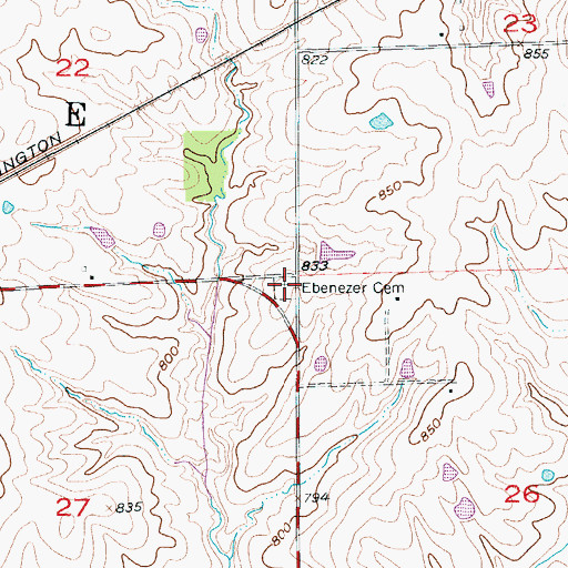 Topographic Map of Ebenezer Cemetery, MO