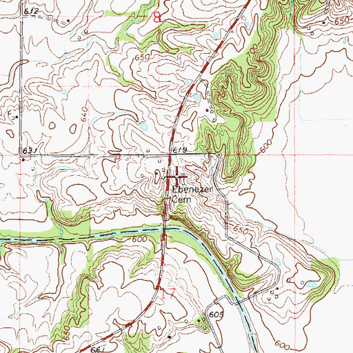 Topographic Map of Ebenezer Cemetery, MO