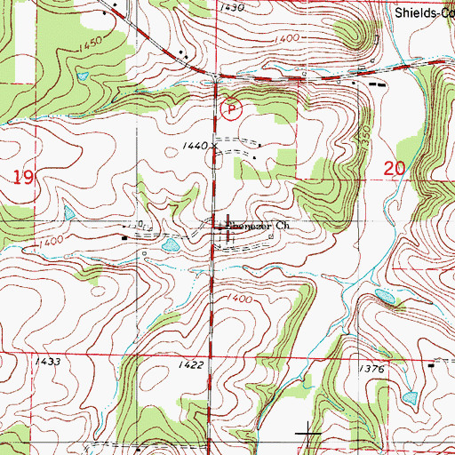 Topographic Map of Ebenezer Church, MO